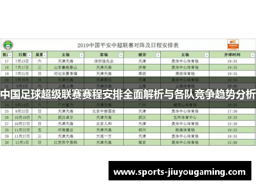 中国足球超级联赛赛程安排全面解析与各队竞争趋势分析