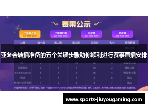 亚冬会转播准备的五个关键步骤助你顺利进行赛事直播安排